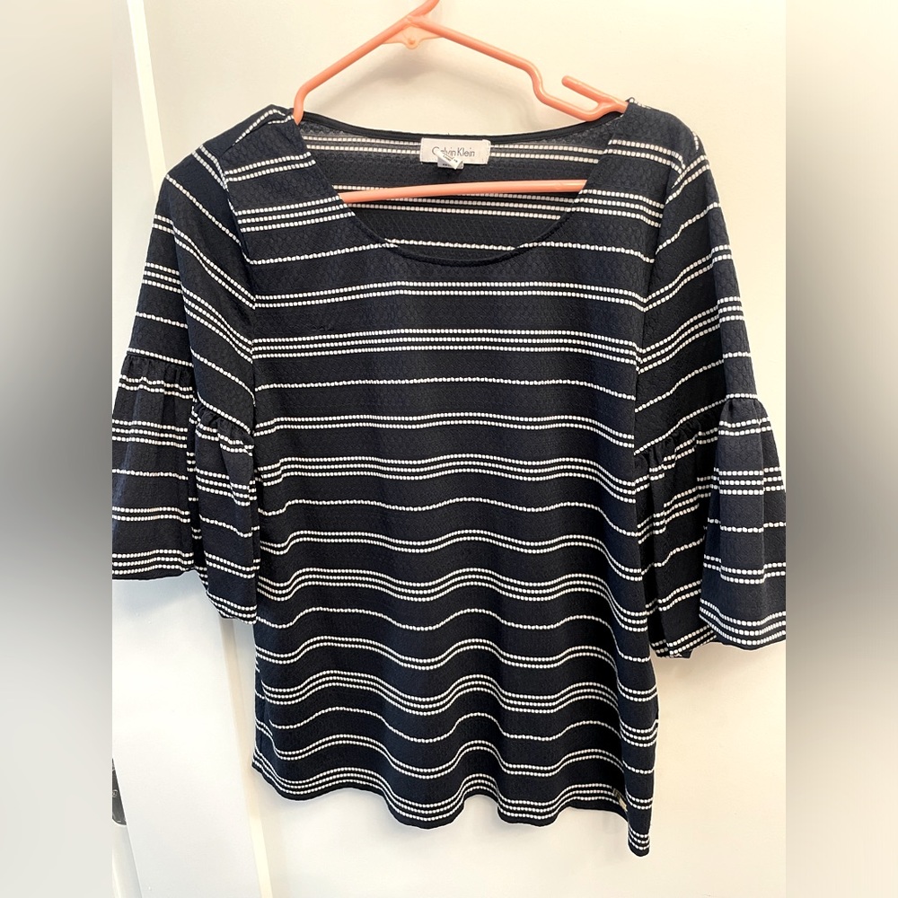 Blue and White Pin Striped Blouse